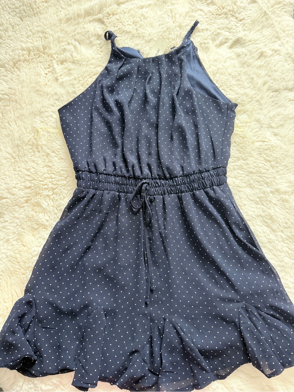 Francesca’s Trixxi Navy and White Polka Dot Dress